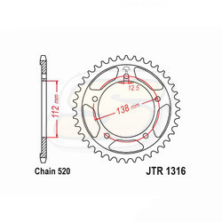 Rozeta JT JTR 1316-39 39 zubů