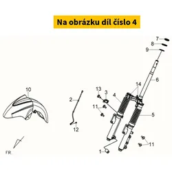 SYM Fork tube RH SYM Joyride 125-200 Evo 2010-2016 (BK-001C) 51400-LVA-000-KB