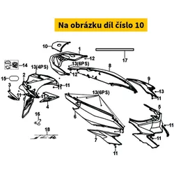SYM RR center cover (BK-007U) 83650-X8A-000-KC