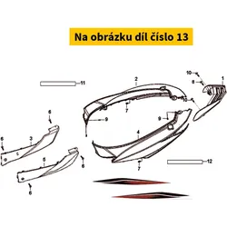 SYM R.BODY COVER STRIPE A (RED) 87127-X43-000-T1