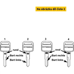 Kymco Schlüsselrohling Bart li. Emblem rund = MA0727 MA0725