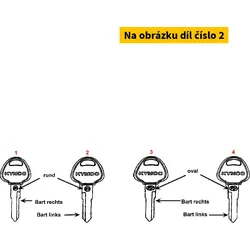 Kymco Schlüsselrohling Bart li. Emb rund = MS1308 MS1306