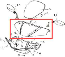 Keeway Kryt řidítek horní --černá