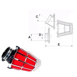 Malossi Vzduchový filtr  ⌀ 48 --30st. červená/chrom