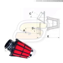 Malossi Vzduchový filtr  ⌀ 52 --30st. červená/černá