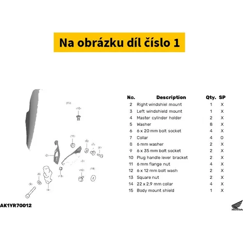 Honda Kit,body mount shield 08R70K1YD10