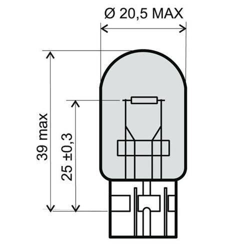 RMS Žárovka 12V 21W T20 - oranžová