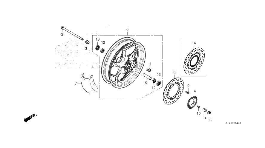 Přední kolo, kotouče, náboje