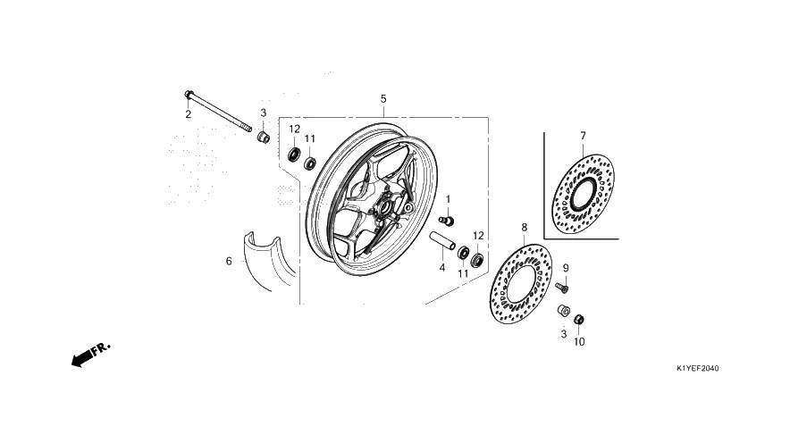 Přední kolo, kotouče, náboje