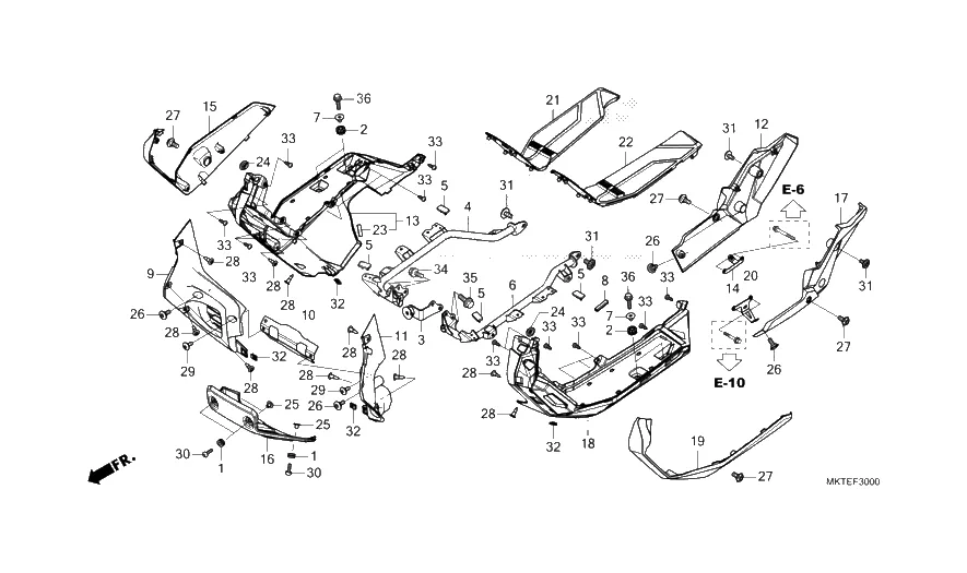 Nášlapy, spodní plasty