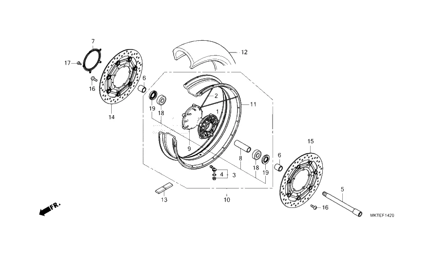 Přední kolo, kotouče, náboje