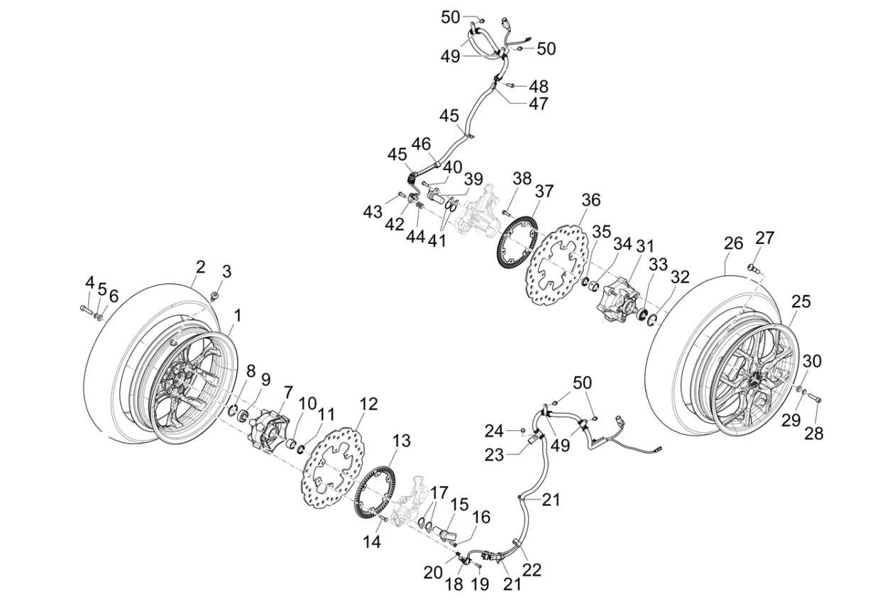 Přední kolo, kotouče, náboje
