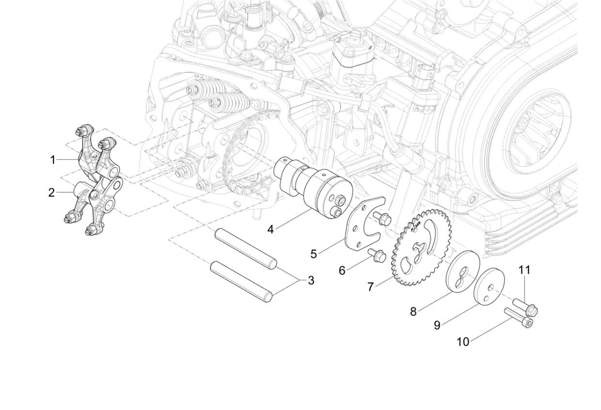 Vačková hřídel, vahadla