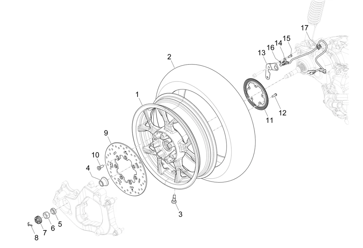 Zadní kolo, kotouč
