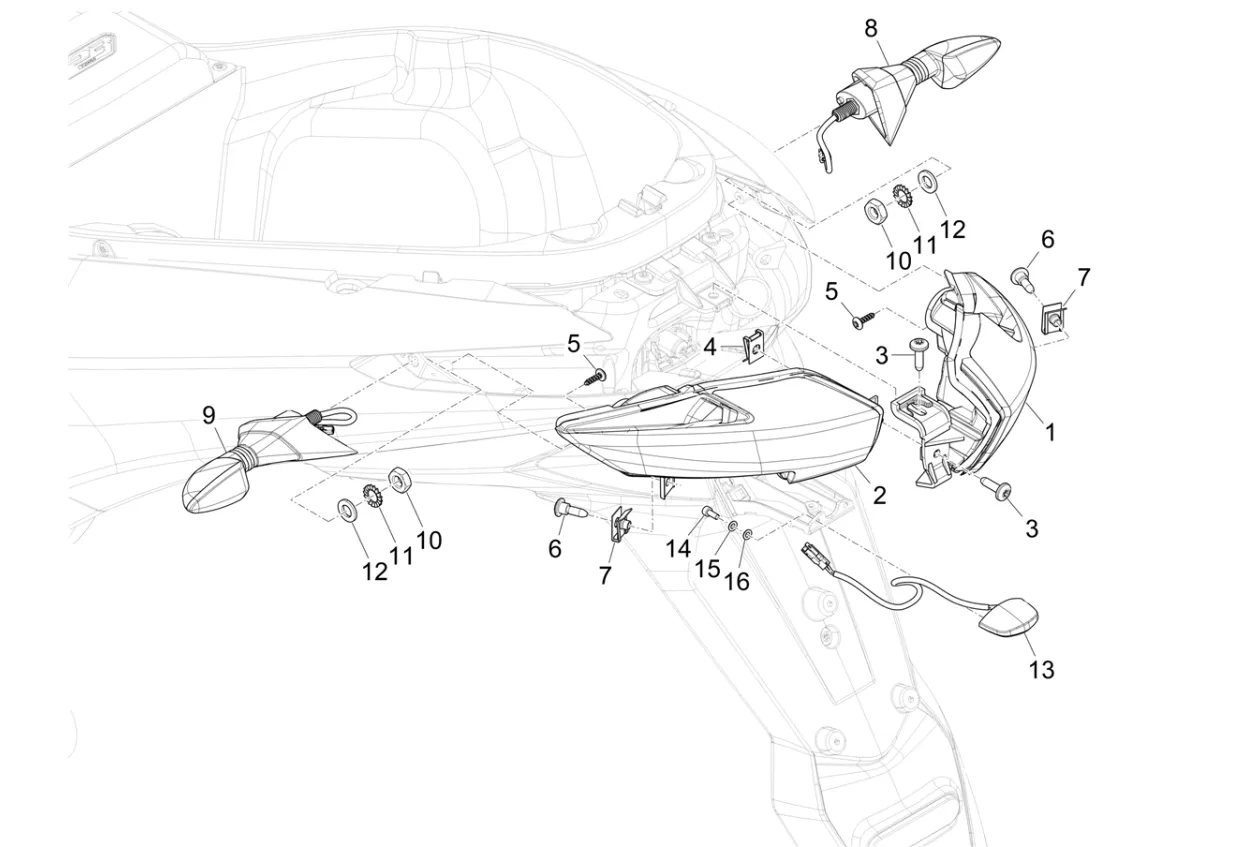 Zadní světlo, zadní blinkry