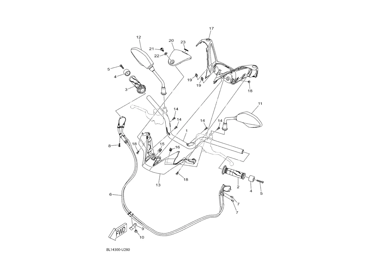Řidítka, plynové lanko